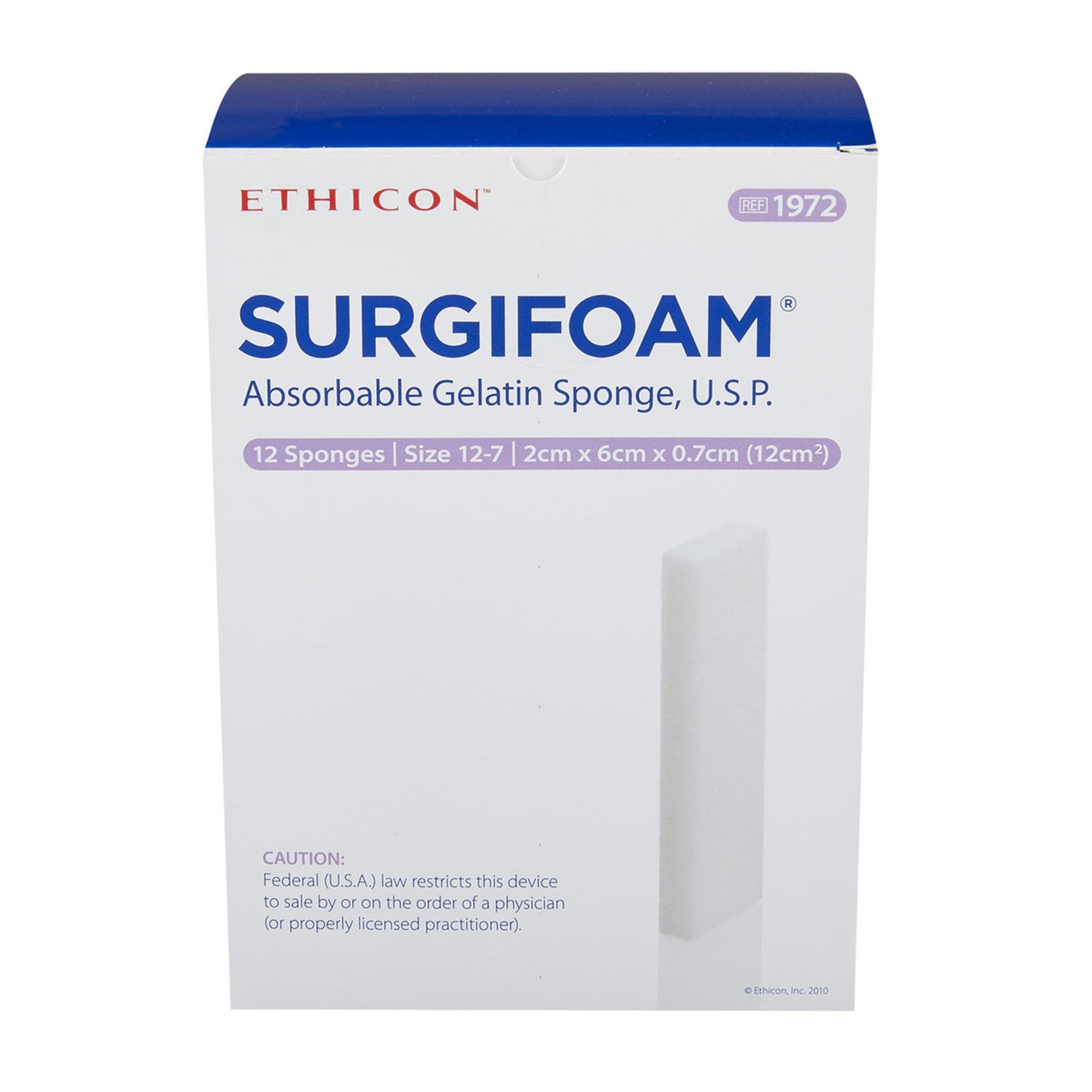 Surgifoam Absorbable Gelatin Sponge, 2cm x 6cm x 7mm (531972, 12/BX)