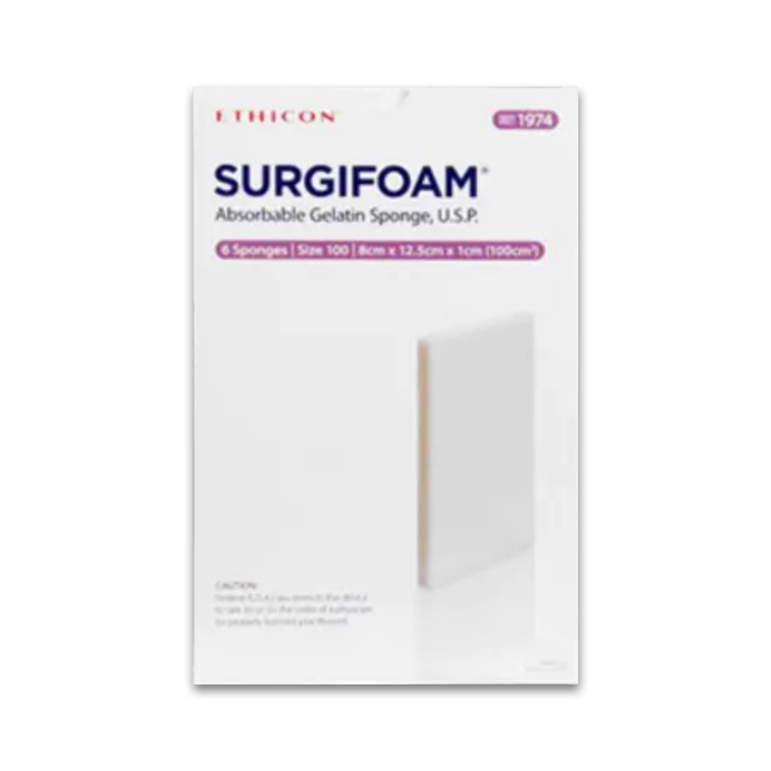 Surgifoam Absorbable Gelatin Sponge, 8-1/2cm x 12cm x 10 mm