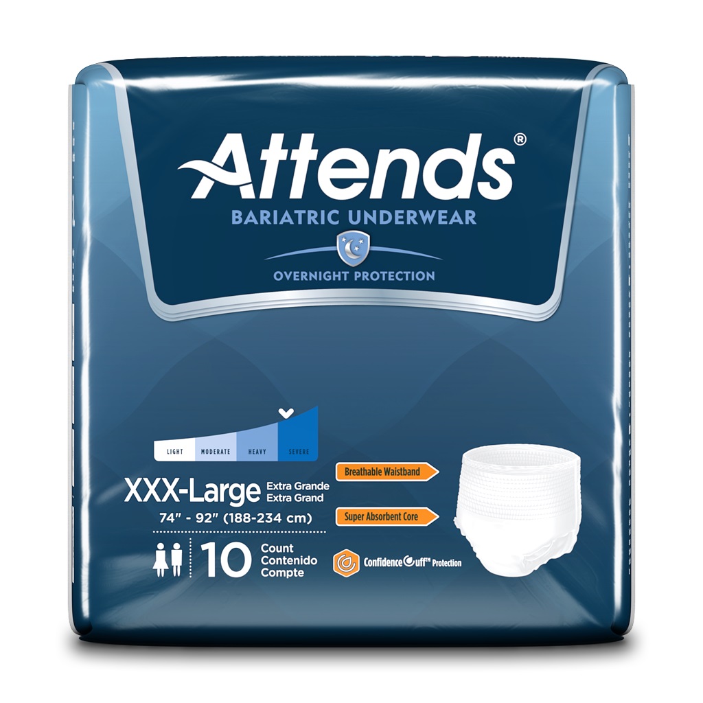 Attends Bariatric Underwear XXX-Large, 74"-92" - Heavy Absorbency (48AU60)