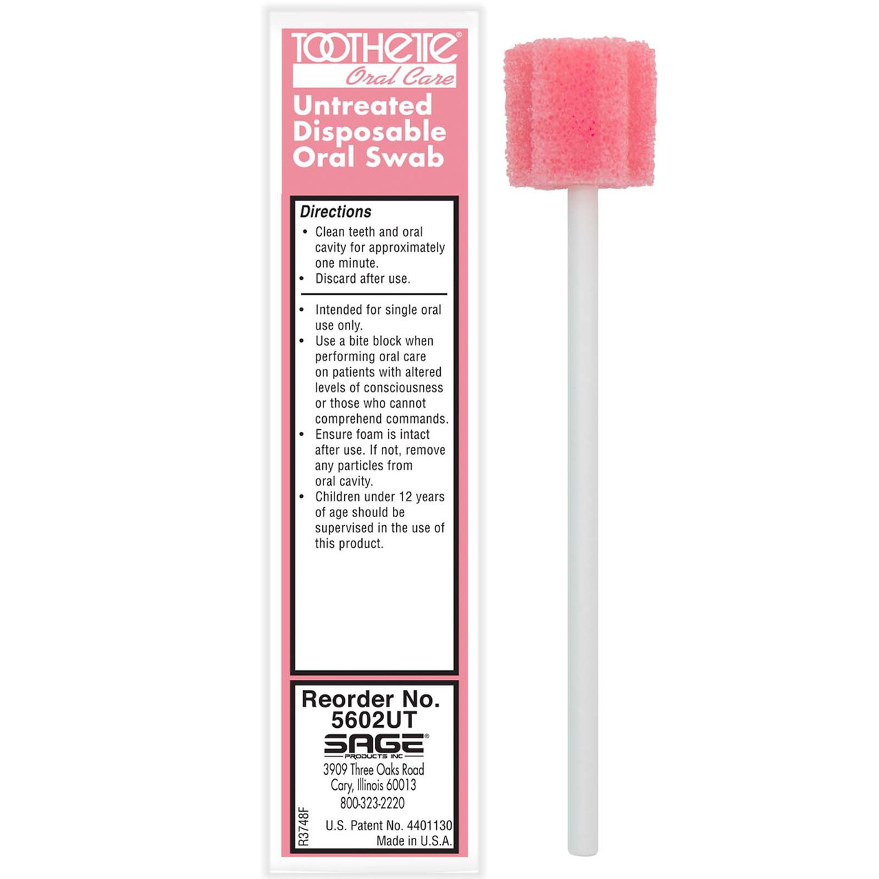 Toothette Untreated Oral Swab, 5.3" (TO5602UTEA, 250/BX)