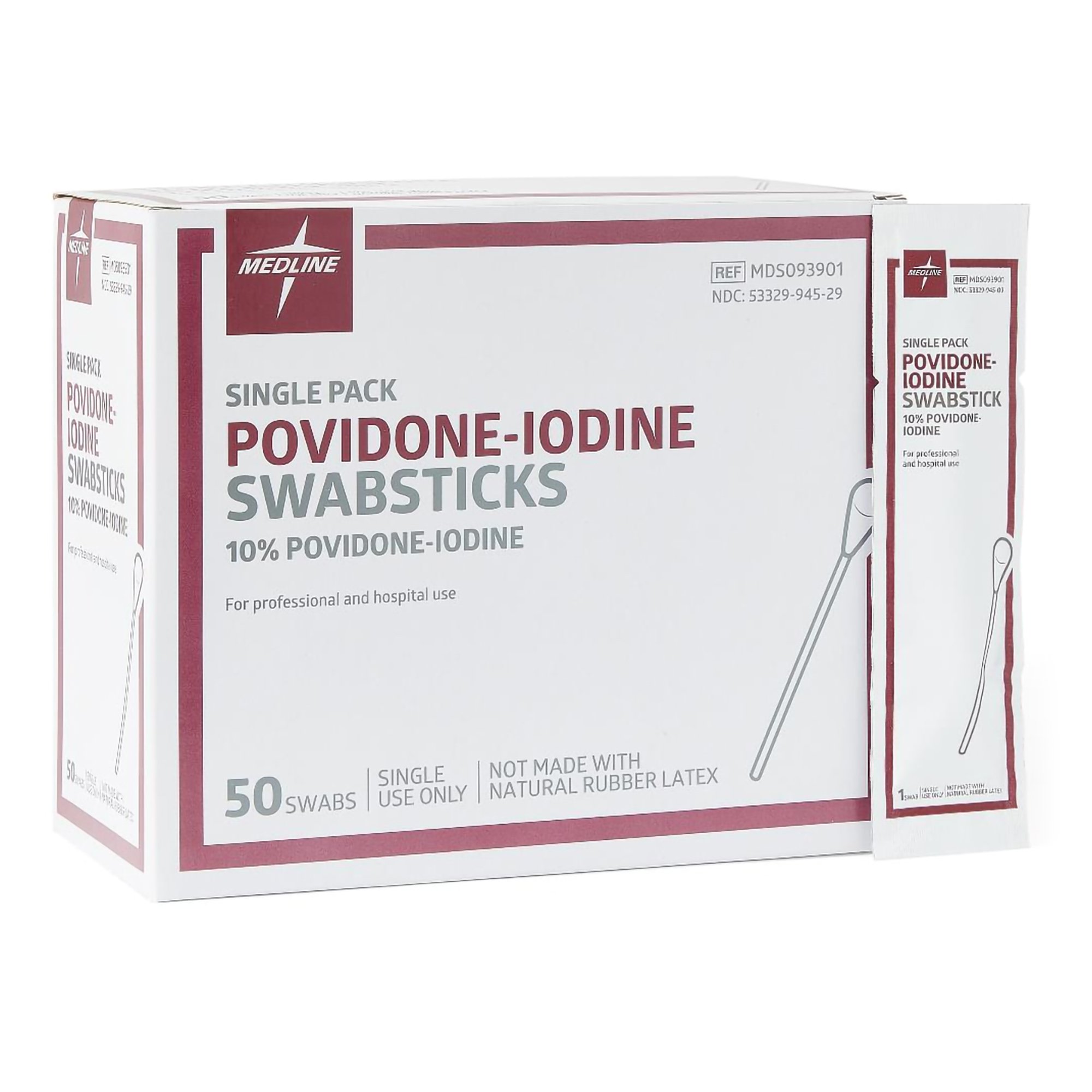 Povidone Iodine 10% USP Swabstick (60093901, 100/BX)
