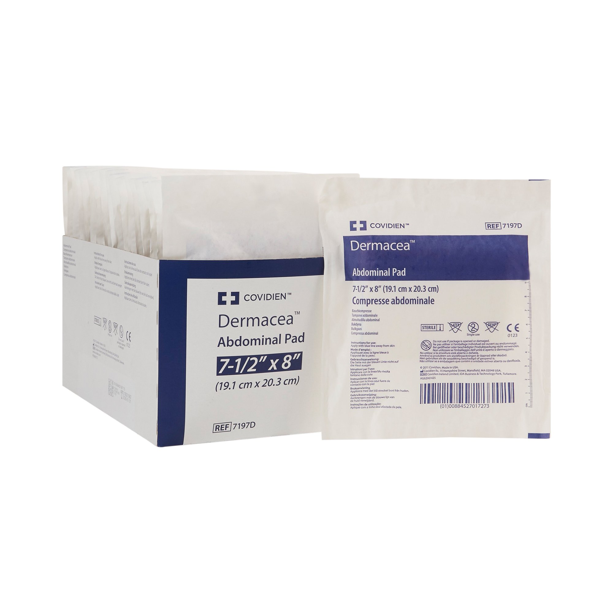 Dermacea Abdominal Gauze Pad, Sterile, 7.5" x 8"