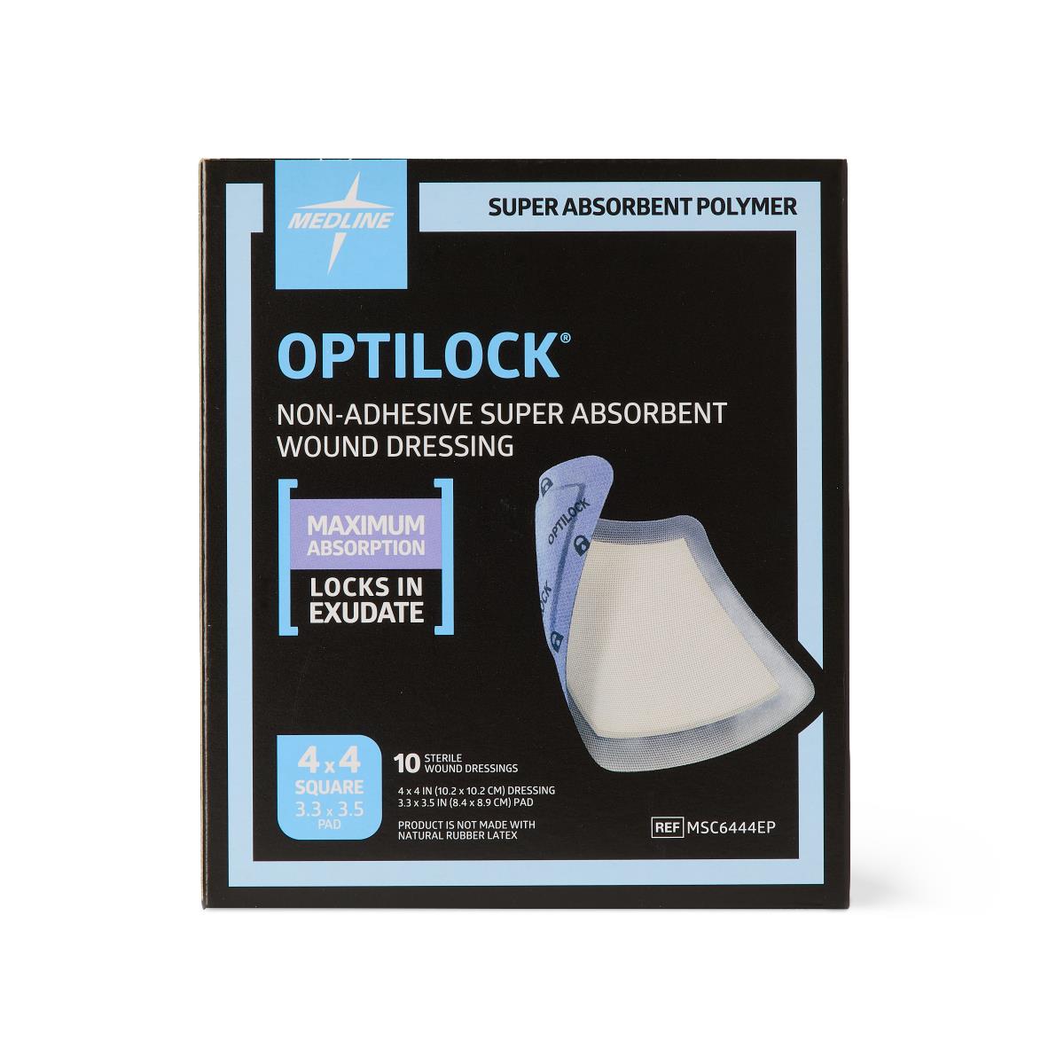 OptiLock Non-Adhesive Dressing, 4" x 4" with 3.3" x 3-1/2" Pad - Replaces 60MSC6444EPZ (60MSC6444EP, EA)
