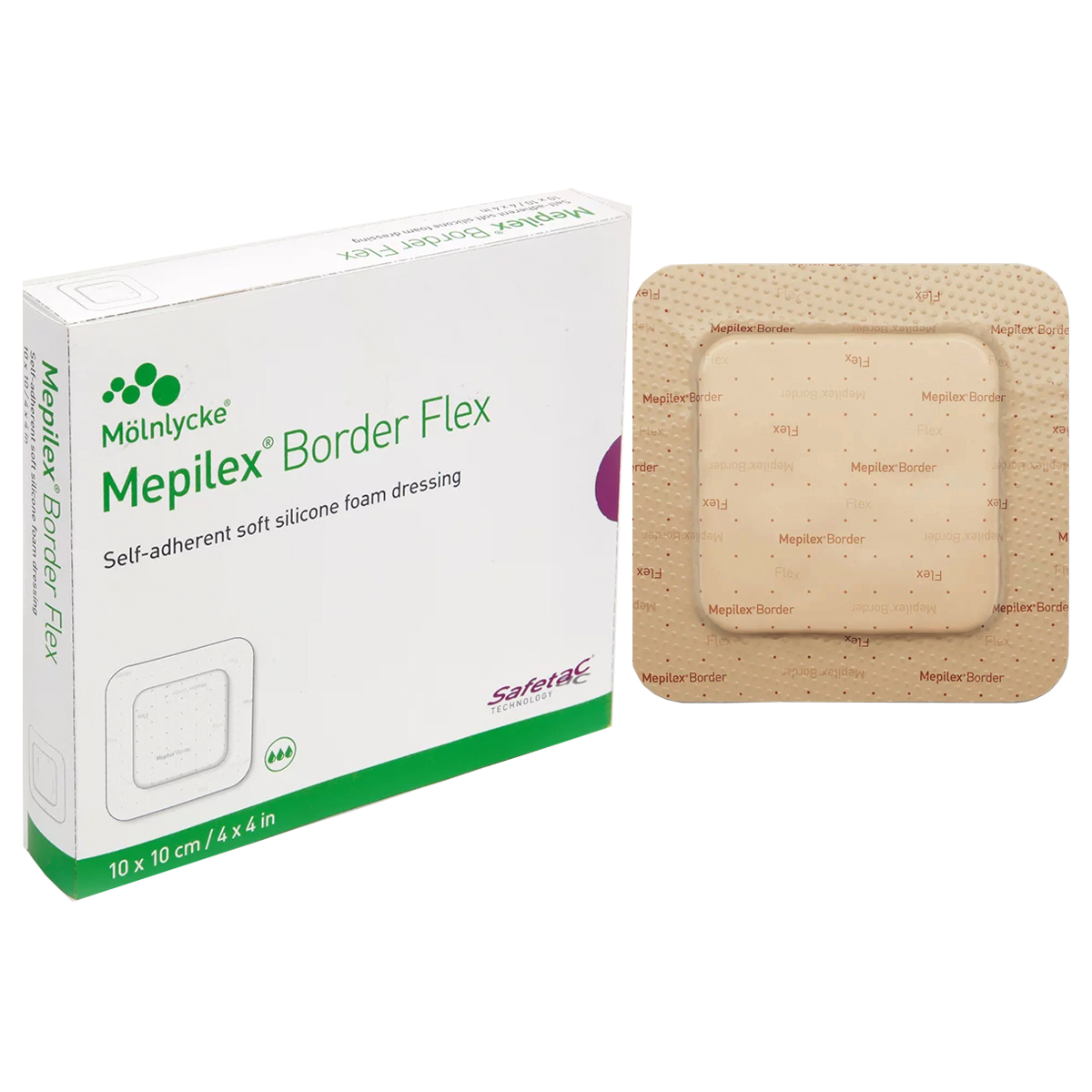 Mepilex Border Flexible Self-Adherent Absorbent Bordered Foam Dressing, 4" x 4", Replaces SC295300 (SC595300, 5/BX)